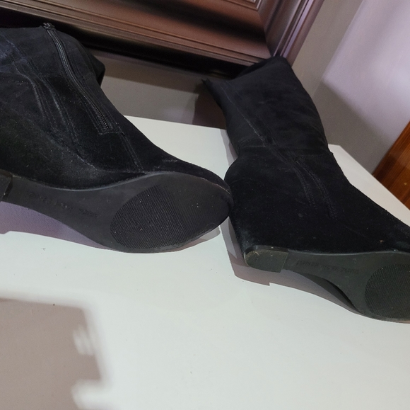 Black Long Suede Boots wedge platform - Picture 5 of 7